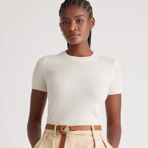 Quince Women's Mongolian Cashmere T-Shirt in Ivory, Size S